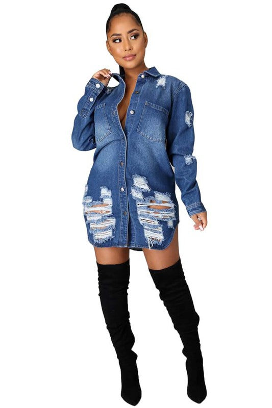 SEXY DENIM JACKET DRESS