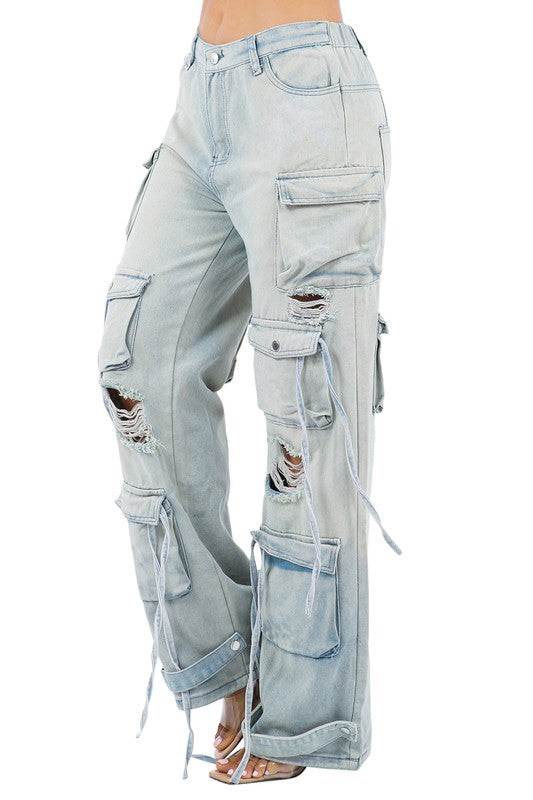 SEXY CARGO STYLE DENIM PANTS