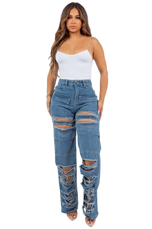 SEXY CARGO STYLE DENIM JEANS