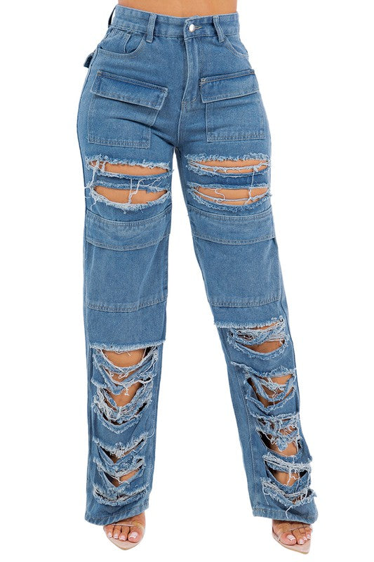 SEXY CARGO STYLE DENIM JEANS