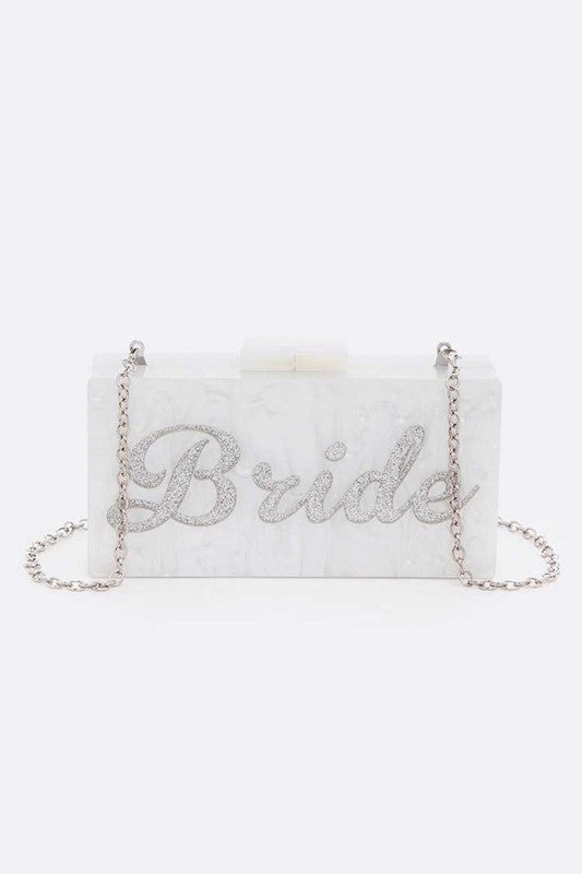 Glitter BRIDE Acrylic Box Clutch