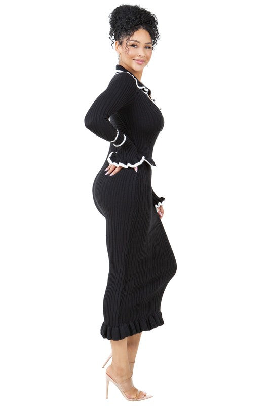 WOMEN FASHION LONG MAXI KNIT DRESS