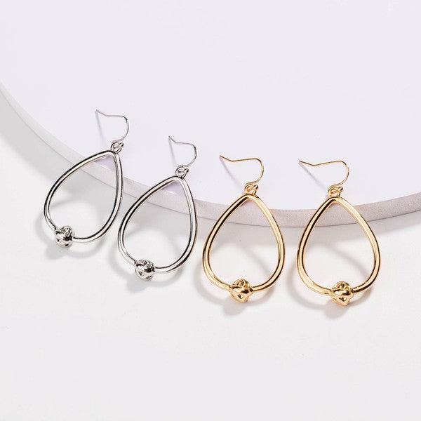 Love Knot Water Drop Hoop Earrings