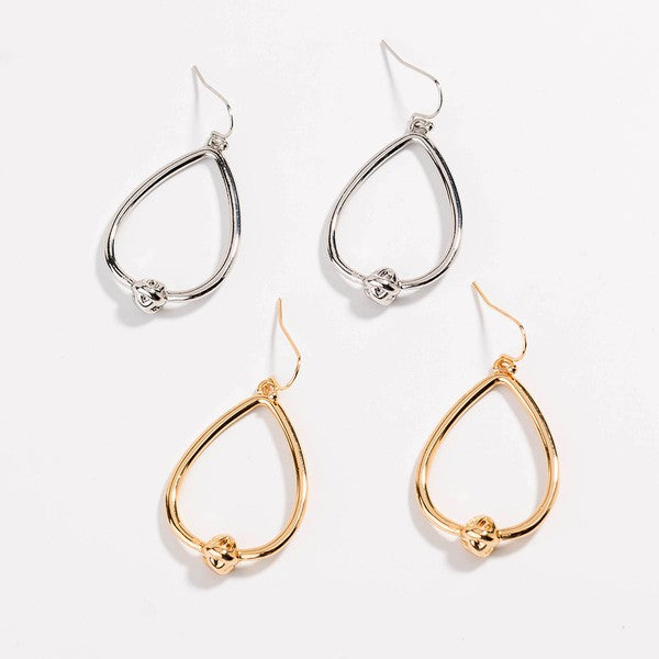 Love Knot Water Drop Hoop Earrings