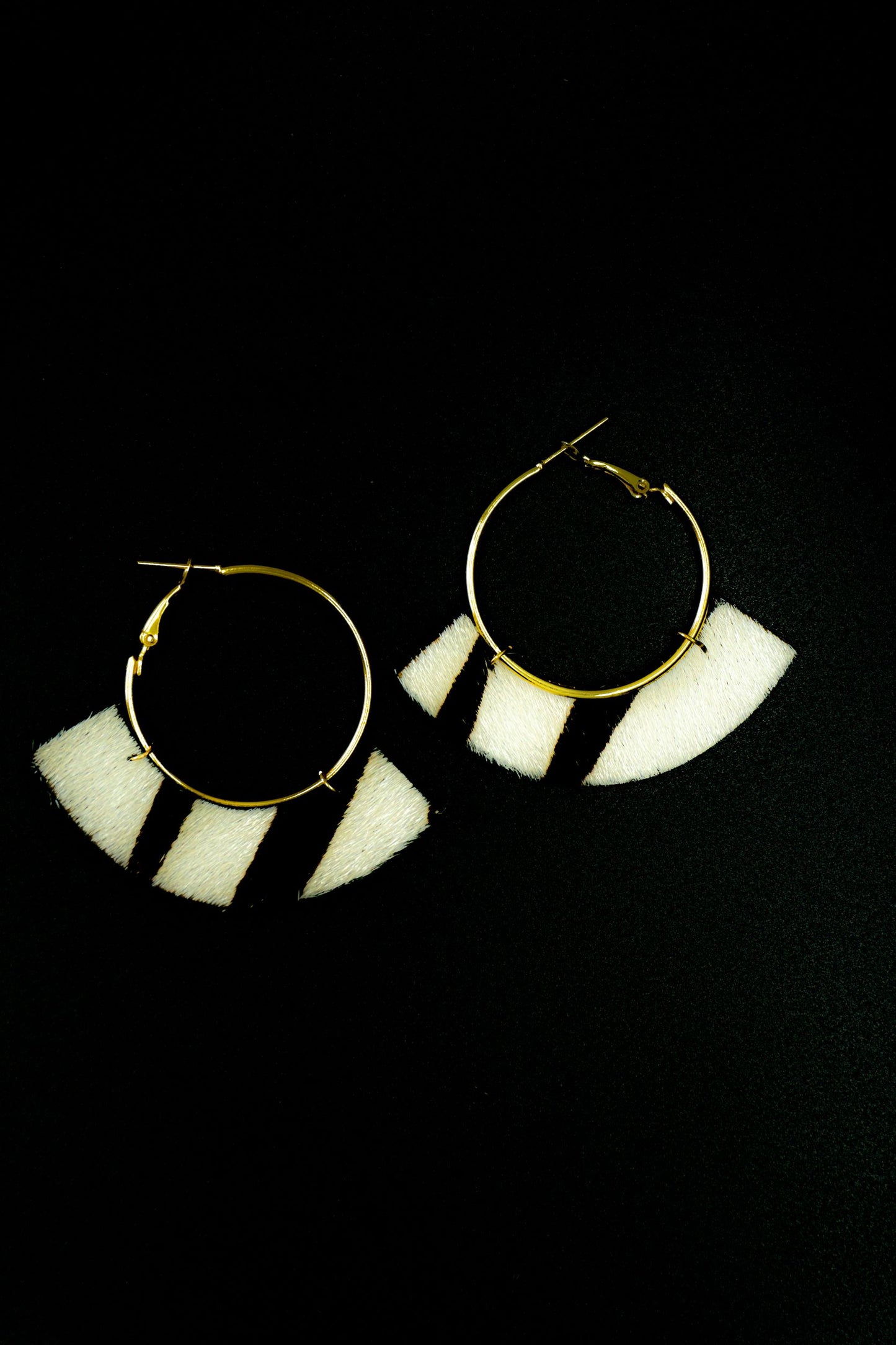 Cute Gold Black Hoop Earrings